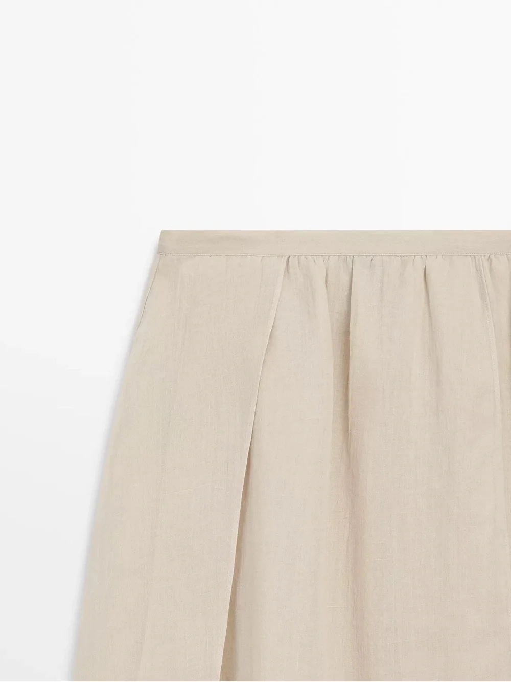 Massimo Dutti Light Beige A-Line Midi Skirt